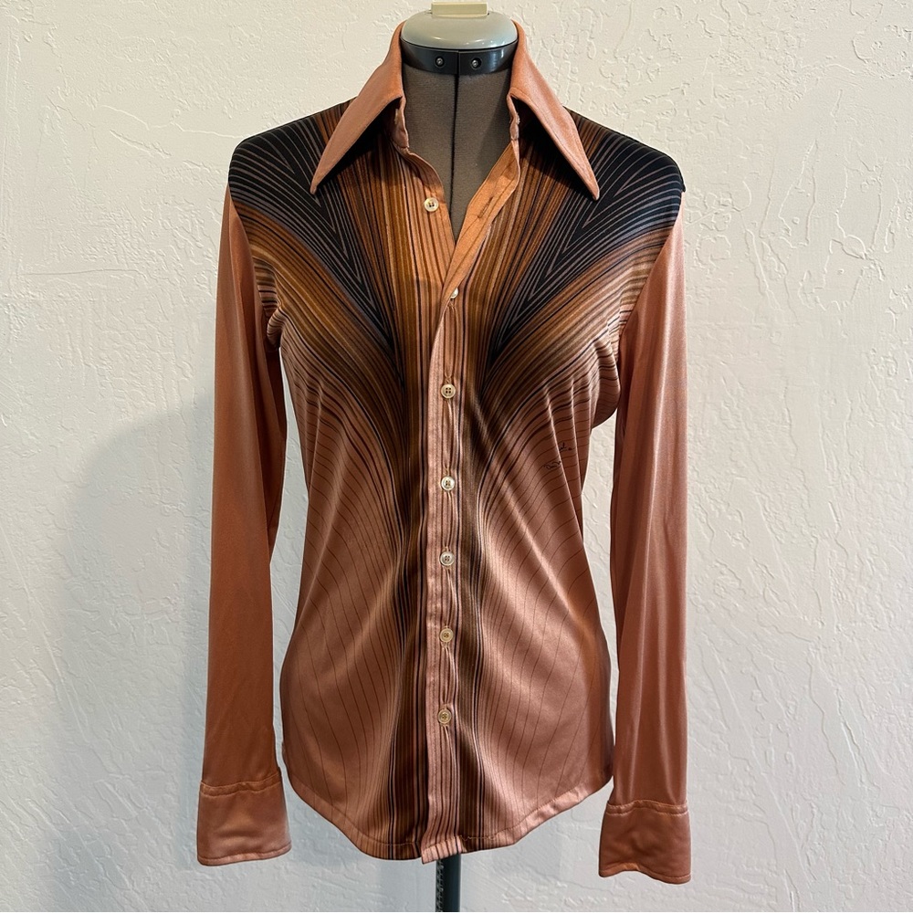 70’s vintage caramel color button up blouse